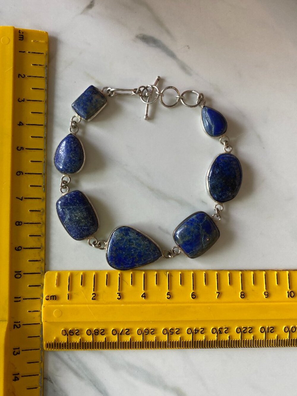 Lapis Lazuli Gemstone bracelet preowned condition silver tone